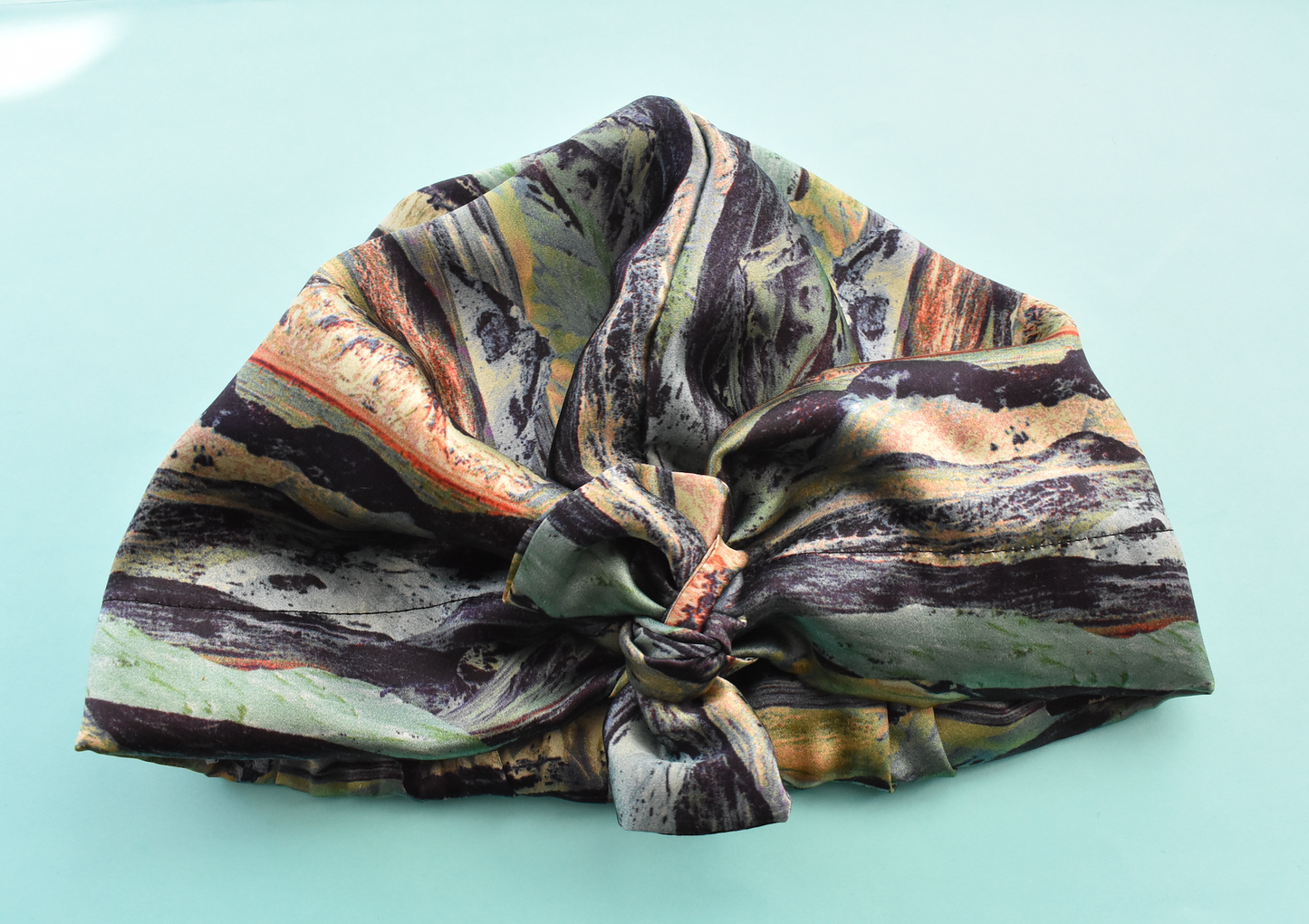 Medium Luxury 100% silk lined Turban & Head wrap - Liberty of London Artist Manning Green Tana Lawn