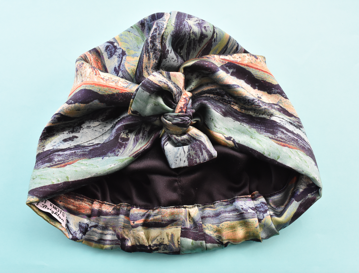 Medium Luxury 100% silk lined Turban & Head wrap - Liberty of London Artist Manning Green Tana Lawn