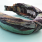 Luxury Silk Knot Alice band - Liberty of London Artist Manning Green printed silk - Silk & Lawn