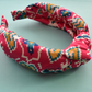 Luxury Silk Knot Alice band - Liberty of London Artist Tapestry Hearts Silk Satin - Silk & Lawn