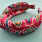 Luxury Silk Knot Alice band - Liberty of London Artist Tapestry Hearts Silk Satin - Silk & Lawn