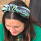 Luxury Silk Knot Alice band - Liberty of London Artist Manning Green printed silk - Silk & Lawn