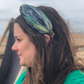 Luxury Silk Knot Alice band - Liberty of London Artist Manning Green printed silk - Silk & Lawn