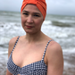 Salty Sea Knot - Swimming Cap Topper - Swim Turban - Tangerine Orange - Silk & Lawn
