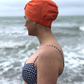 Salty Sea Knot - Swimming Cap Topper - Swim Turban - Tangerine Orange - Silk & Lawn