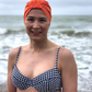 Salty Sea Knot - Swimming Cap Topper - Swim Turban - Tangerine Orange - Silk & Lawn