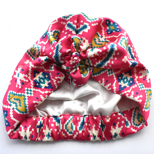 Luxury Silk Turban & Head wrap - Liberty of London Artist Tapestry Hearts printed silk satin