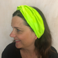 Silk Twisted Turban hairband and neck scarf in Neon Green Mulberry Silk - 100% pure silk satin - Silk & Lawn