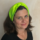 Silk Twisted Turban hairband and neck scarf in Neon Green Mulberry Silk - 100% pure silk satin - Silk & Lawn