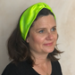 Silk Twisted Turban hairband and neck scarf in Neon Green Mulberry Silk - 100% pure silk satin - Silk & Lawn