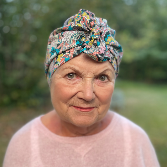 Ladies Turban Hat - Liberty of London Pink Pineapple Paisley - Silk & Lawn