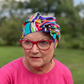 Ladies Turban Hat - Vintage 1970-80s Bright Ikat Print in Liberty of London printed - Varuna wool - Silk & Lawn