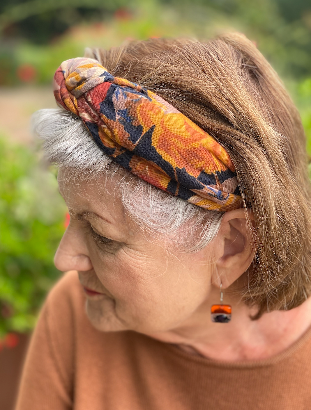 Knot Headband - Vintage Liberty of London Autumnal Rust Rose in Varuna wool