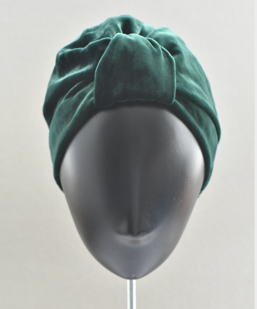 Luxury silk-velvet Turban & Head wrap - Emerald Green