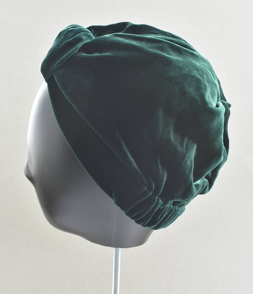 Luxury silk-velvet Turban & Head wrap - Emerald Green