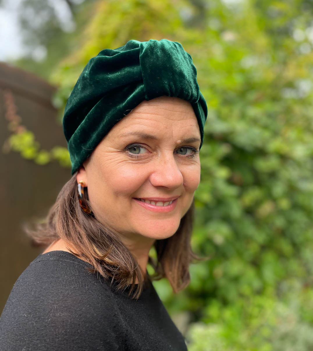 Luxury silk-velvet Turban & Head wrap - Emerald Green