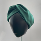 Silk Twisted Turban hairband and neck scarf in Racing Green Mulberry Silk - 100% pure silk satin - Silk & Lawn