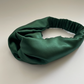 Silk Twisted Turban hairband and neck scarf in Racing Green Mulberry Silk - 100% pure silk satin - Silk & Lawn