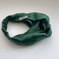 Silk Twisted Turban hairband and neck scarf in Racing Green Mulberry Silk - 100% pure silk satin - Silk & Lawn