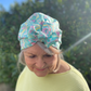 Ladies Turban Hat - Liberty of London Vintage Clara Aqua High Heels print - Silk & Lawn