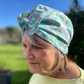 Ladies Turban Hat - Liberty of London Vintage Clara Aqua High Heels print - Silk & Lawn