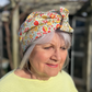 Together Co Ladies Turban Hat - Yellow D'anjo Liberty of London print - Silk & Lawn