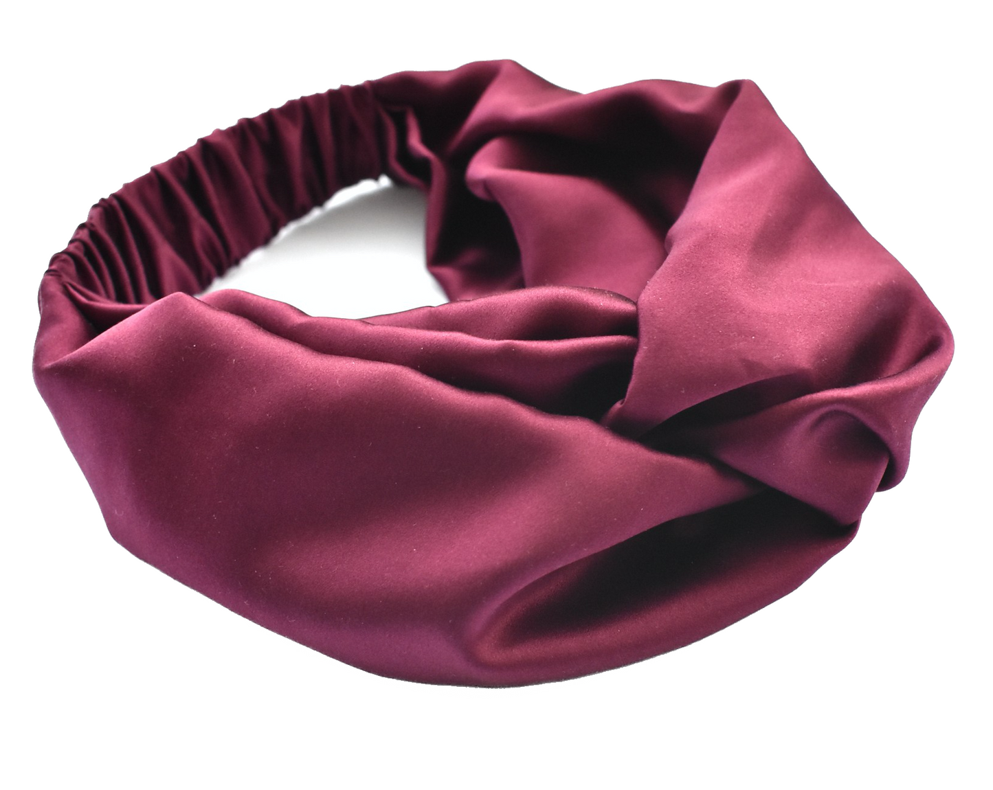Aubergine / Deep Purple Silk Twisted Turban hairband and neck scarf in Mulberry Silk - 100% pure silk satin