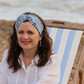 Twisted Turban Headband - Liberty of London Blue Martin Stripe print - Silk & Lawn