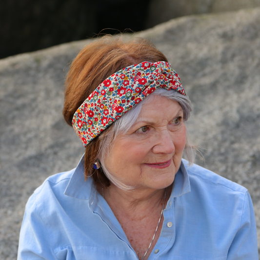 Twisted Turban Headband - Red Betsy Ann Liberty of London print