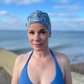Salty Sea Knot - Swimming Cap Topper - Swim Turban - Blue Martin Stripe - Silk & Lawn