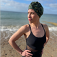Salty Sea Knot - Swimming Cap Topper - Swim Turban - Green Tou-Can Hide Jungle print - Silk & Lawn
