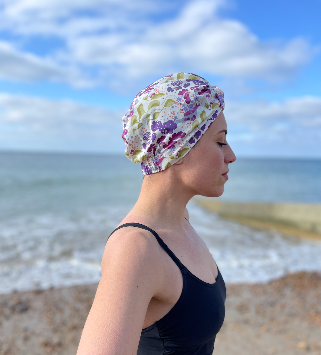 Salty Sea Knot - Swimming Cap Topper - Swim Turban - Mini Mim Earth and Celestial print
