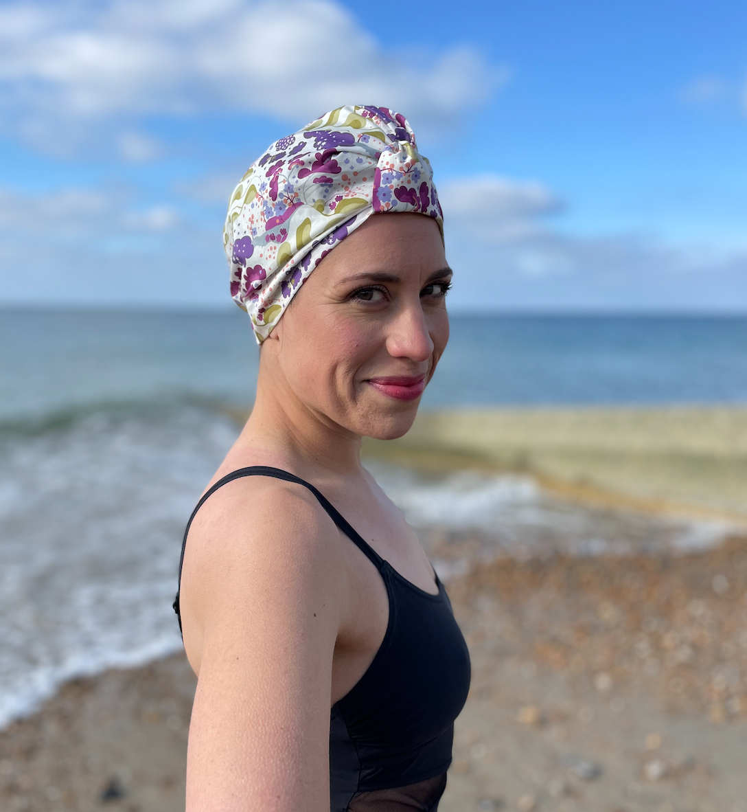 Salty Sea Knot - Swimming Cap Topper - Swim Turban - Mini Mim Earth and Celestial print