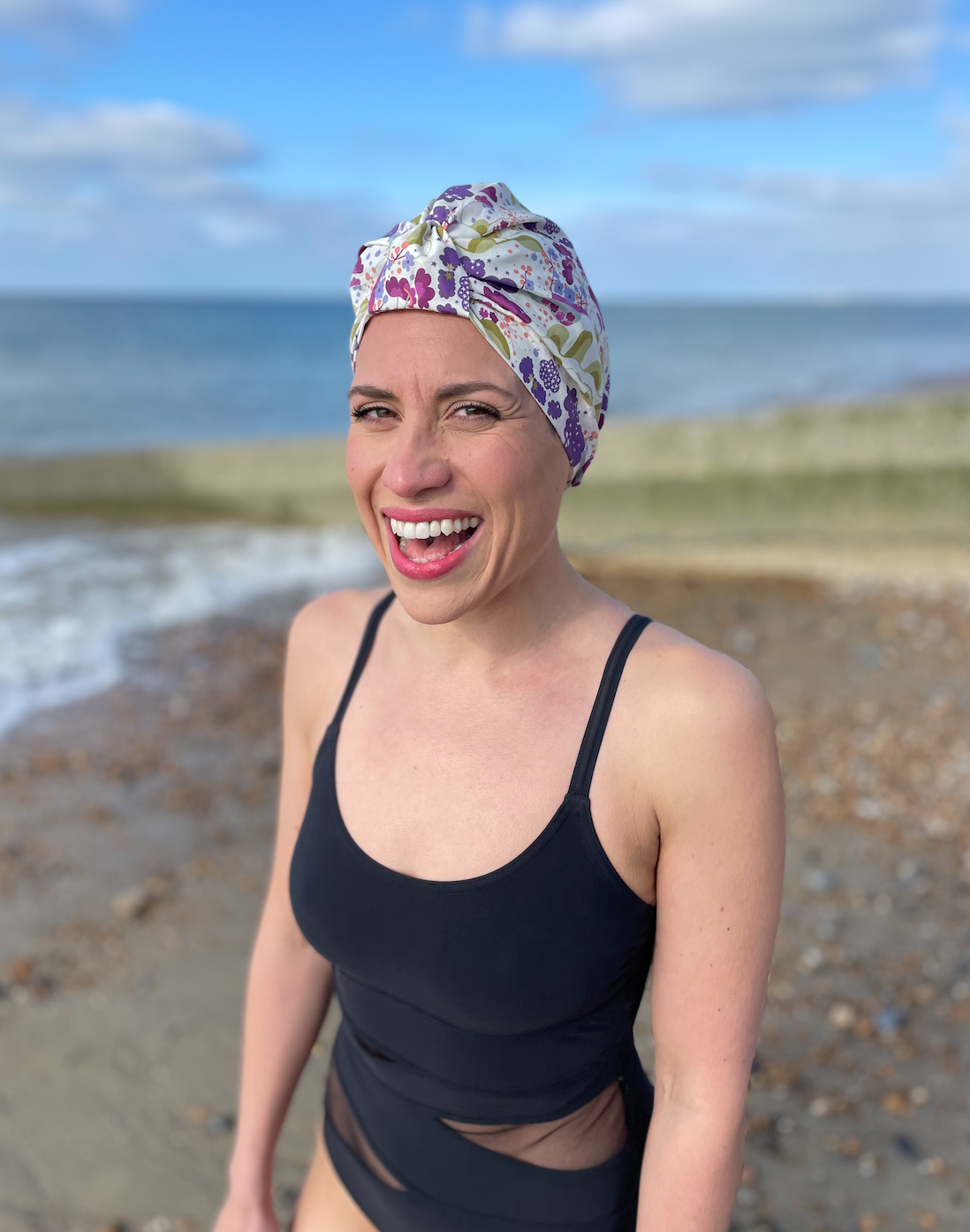 Salty Sea Knot - Swimming Cap Topper - Swim Turban - Mini Mim Earth and Celestial print