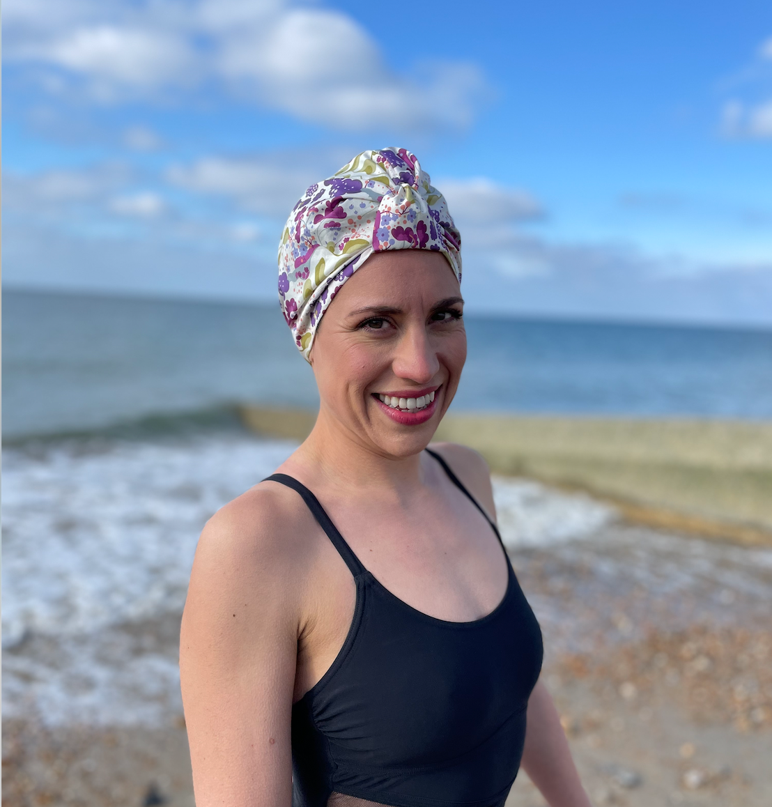 Salty Sea Knot - Swimming Cap Topper - Swim Turban - Mini Mim Earth and Celestial print