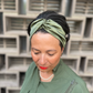 Olive Green Silk Twisted Turban hairband and neck scarf in Mulberry Silk - 100% pure silk satin - Silk & Lawn