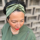 Olive Green Silk Twisted Turban hairband and neck scarf in Mulberry Silk - 100% pure silk satin - Silk & Lawn