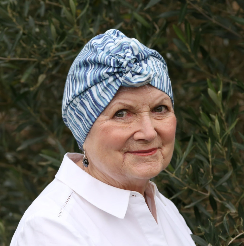 Ladies Turban Hat - Liberty of London Martin Blue Stripe