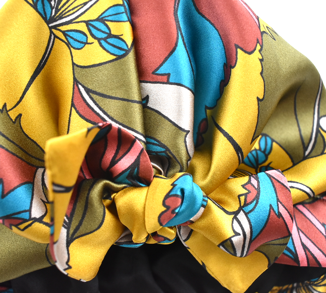 Luxury Silk Turban & Head wrap - Liberty of London Artist Eustacia printed silk satin