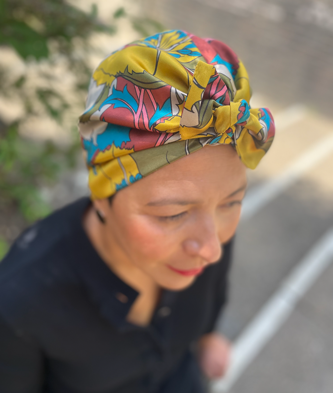 Luxury Silk Turban & Head wrap - Liberty of London Artist Eustacia printed silk satin