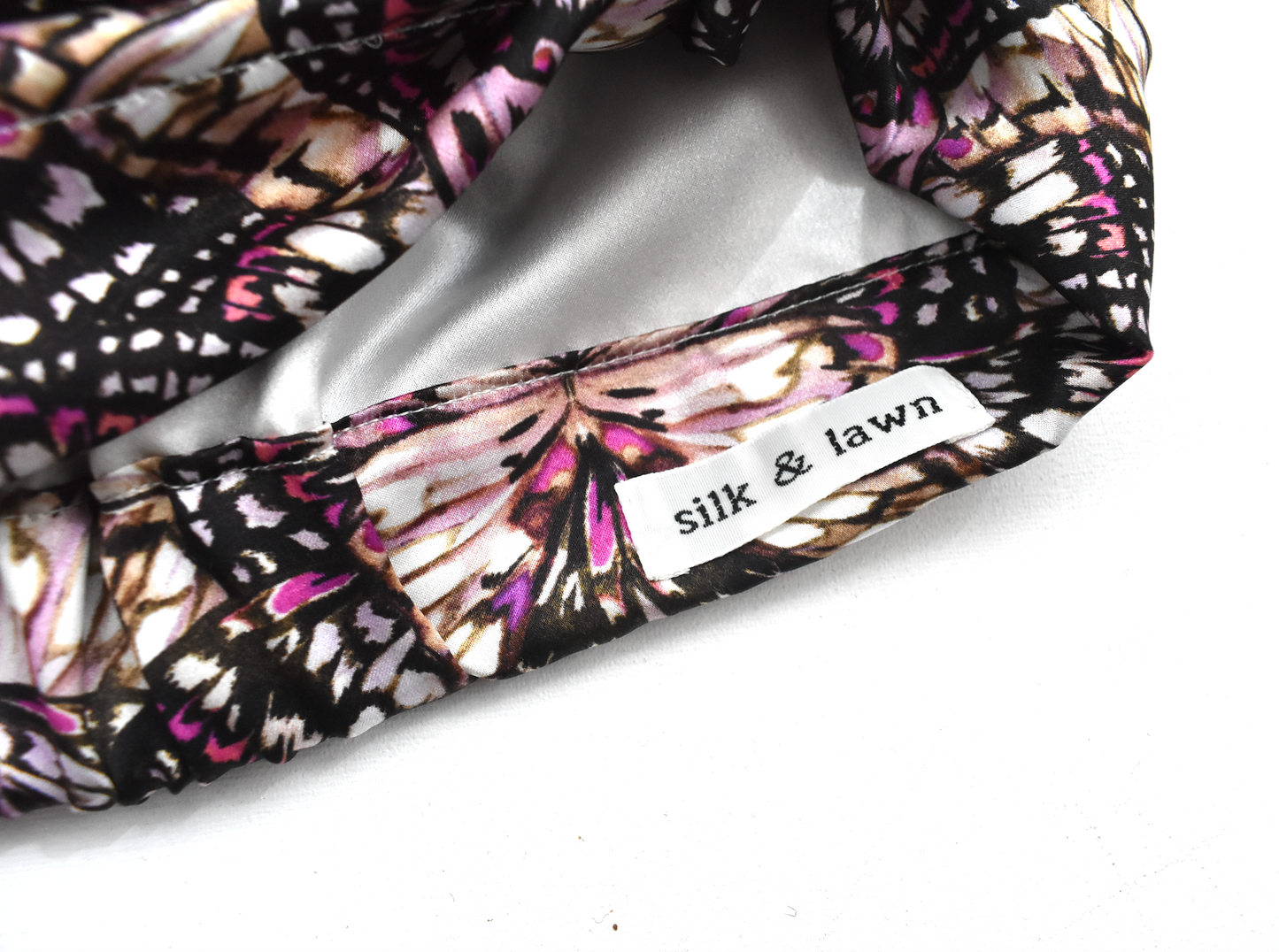 Luxury Silk Turban & Head wrap - Liberty of London Kaleidoscope in Pink printed silk satin