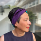 Aubergine & Turquoise Split Twisted Turban hairband and neck scarf in Mulberry Silk - 100% pure silk satin - Silk & Lawn