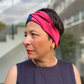Blue & Claret Red Split Twisted Turban hairband and neck scarf in Mulberry Silk - 100% pure silk satin - Silk & Lawn