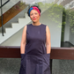 Blue & Claret Red Split Twisted Turban hairband and neck scarf in Mulberry Silk - 100% pure silk satin - Silk & Lawn