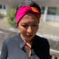 Pure Silk Burnt Orange and Fuchsia Pink Split Twisted Turban hairband and neck scarf in Mulberry Silk - 100% Pure Silk-Satin - Silk & Lawn