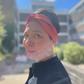 Pure Silk Burnt Orange and Fuchsia Pink Split Twisted Turban hairband and neck scarf in Mulberry Silk - 100% Pure Silk-Satin - Silk & Lawn