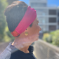 Pure Silk Burnt Orange and Fuchsia Pink Split Twisted Turban hairband and neck scarf in Mulberry Silk - 100% Pure Silk-Satin - Silk & Lawn