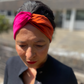 Pure Silk Burnt Orange and Fuchsia Pink Split Twisted Turban hairband and neck scarf in Mulberry Silk - 100% Pure Silk-Satin - Silk & Lawn