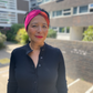 Pure Silk Burnt Orange and Fuchsia Pink Split Twisted Turban hairband and neck scarf in Mulberry Silk - 100% Pure Silk-Satin - Silk & Lawn