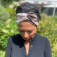 Neutral Blush Pink and Brown Split Twisted Turban hairband and neck scarf in Mulberry Silk - 100% pure silk satin - Silk & Lawn
